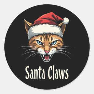 Santa Claws wütende Katzenweihnachten - Lustiges W Runder Aufkleber