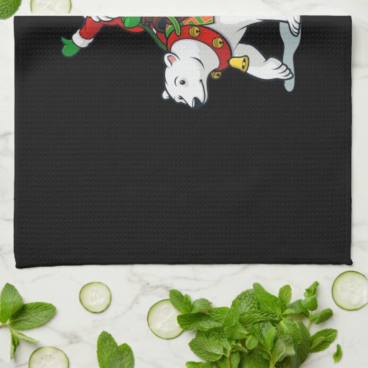 Santa-Clubs, die Eisbär fahren Geschirrtuch (Gefaltet)