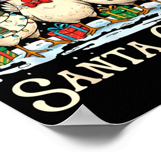 Santa Cluck Chicken Christmas Farm Animal Funny Poster (Ecke)