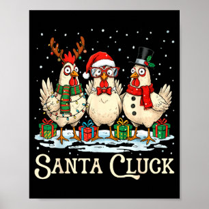 Santa Cluck Huhn Weihnachten Bauernhof Tier Lustig Poster