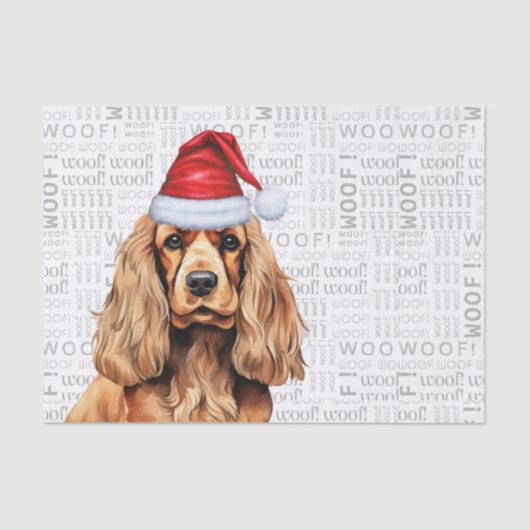 Santa Cocker Spaniel Dog Festlicher Weihnachtsfeie Seidenpapier (Vorderseite)