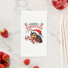 Santa Cockroach Cartoon Weihnachts Candy Cane Serviette