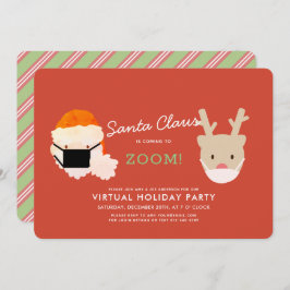 Santa Coming to Zoom Red Virtual Holiday Party I Einladung