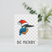 Santa Common Kingfisher Feiertagspostkarte (Stehend Vorderseite)