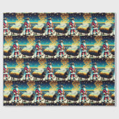 Santa Cooking auf der GRILLEN Pit 2 Weihnachten Geschenkpapier (Flach)