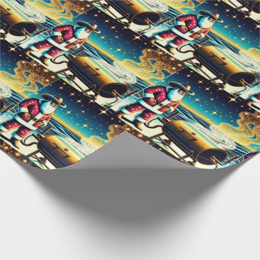 Santa Cooking auf der GRILLEN Pit 2 Weihnachten Geschenkpapier (Ecke)