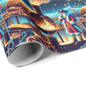 Santa Cooking auf der GRILLEN Pit 3 Weihnachten Geschenkpapier (Rolleneckpunkt)