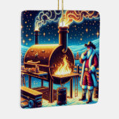 Santa Cooking auf der GRILLEN Pit 3 Weihnachten Keramikornament (Rechts)