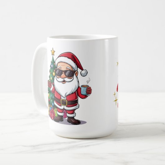 Santa Cool Mug with Sunglasses & Christmas Tree Kaffeetasse (Vorderseite Links)