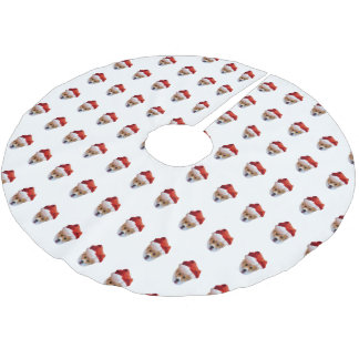 Santa Corgi Brushed Polyester Tree Skirt Polyester Weihnachtsbaumdecke