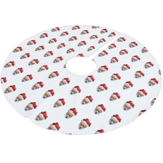 Santa Corgi Brushed Polyester Tree Skirt Weihnachtsbaumdecke (Schrägansicht)