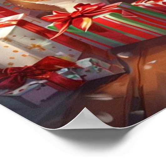 Santa Corgi Christmas Canvas Wall Art Poster (Ecke)