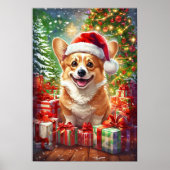 Santa Corgi Christmas Canvas Wall Art Poster (Vorne)