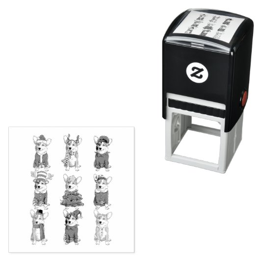 Santa Corgi Christmas Tree Lights Elf Rentier Dog Permastempel (Beispiel)