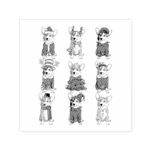 Santa Corgi Christmas Tree Lights Elf Rentier Dog Permastempel (Design)