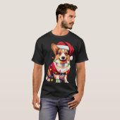 Santa Corgi Dog Christmas Lights Xmas Pajama Dog L T-Shirt (Vorne ganz)