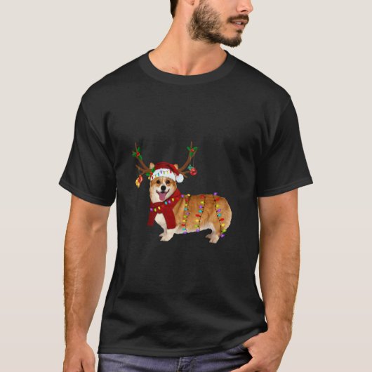 Santa Corgi Rentier Weihnachtsgeschenke T-Shirt (Vorderseite)