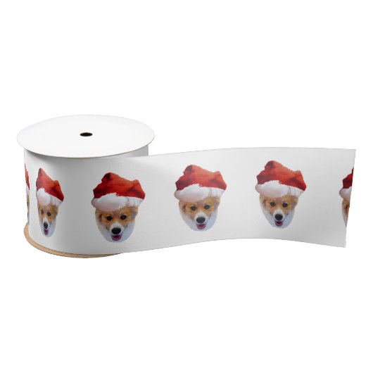 Santa Corgi Satin Ribbon Satinband (Spule)
