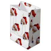 Santa Corgi Weihnachtsmitteltasche Mittlere Geschenktüte (Vorderseite Schrägansicht)