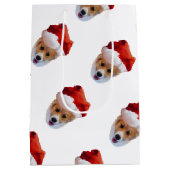 Santa Corgi Weihnachtsmitteltasche Mittlere Geschenktüte (Rückseite)