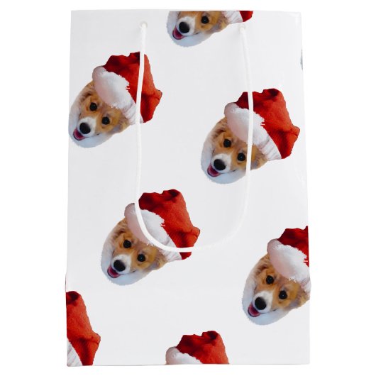 Santa Corgi Weihnachtsmitteltasche Mittlere Geschenktüte (Rückseite)
