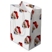 Santa Corgi Weihnachtsmitteltasche Mittlere Geschenktüte (Rückseite Schrägansicht)