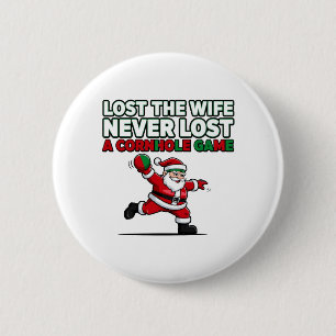Santa Cornhole-Spiel Feiertags lustiger Weihnachts Button