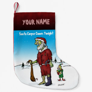 Santa Corpse Funny Personalisiert Zombie Cartoon Kleiner Weihnachtsstrumpf