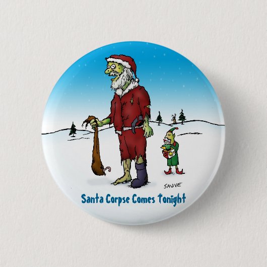 Santa Corpse Funny Zombie Cartoon Button (Vorderseite)