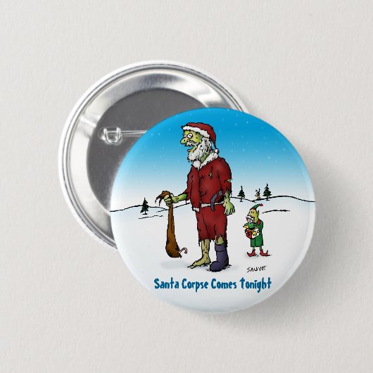 Santa Corpse Funny Zombie Cartoon Button (Vorne & Hinten)