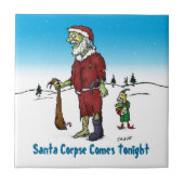 Santa Corpse Funny Zombie Cartoon Fliese (Vorderseite)