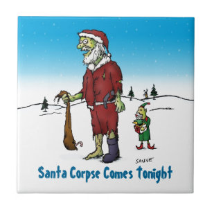 Santa Corpse Funny Zombie Cartoon Fliese