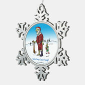 Santa Corpse Funny Zombie Cartoon Schneeflocken Zinn-Ornament (Rechts)