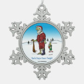 Santa Corpse Funny Zombie Cartoon Schneeflocken Zinn-Ornament (Vorderseite)