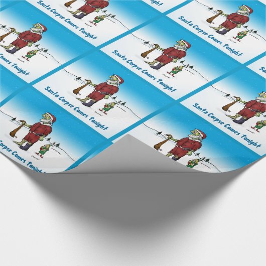 Santa Corpse Funny Zombie Cartoon Wrapping Paper Geschenkpapier (Ecke)