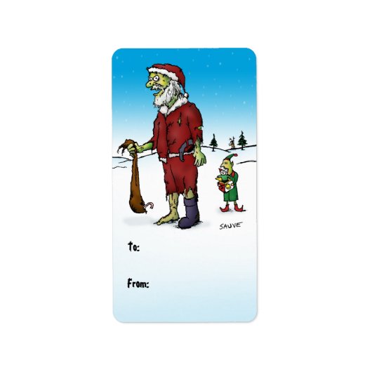 Santa Corpse Zombie Gift Labels Adressaufkleber (Vorne)