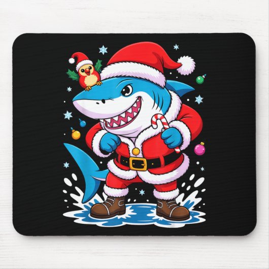 Santa Costume For Kids Boys Adults Funny Shark Chr Mousepad (Vorne)
