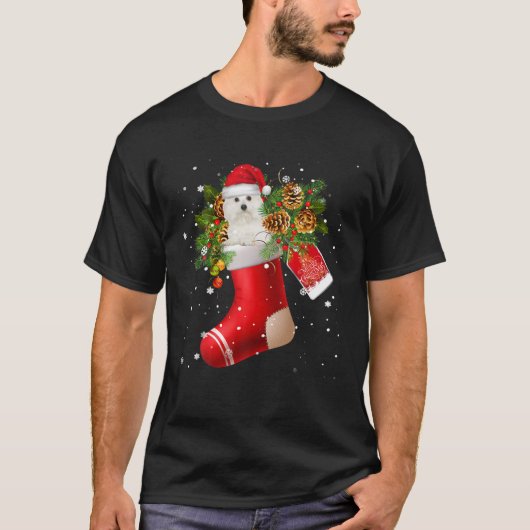 Santa Coton De Tulear Weihnachtssock Pajama T-Shirt (Vorderseite)