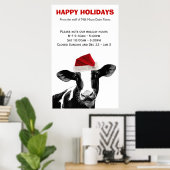 Santa Cow Happy Holidays Dairy Farm Store Stunden Poster (Heimbüro)
