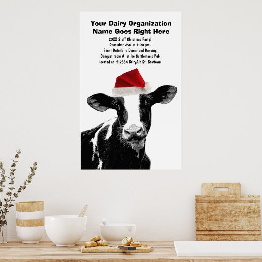 Santa Cow - Milchkühe mit Weihnachtsmannmütze Poster (Küche)