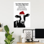 Santa Cow - Milchkühe mit Weihnachtsmannmütze Poster (Heimbüro)