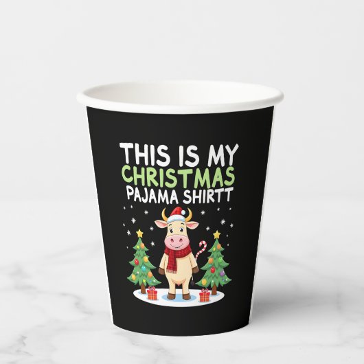 Santa Cow Xmas Tree Lights This Is My Christmas Pa Pappbecher (Vorderseite)