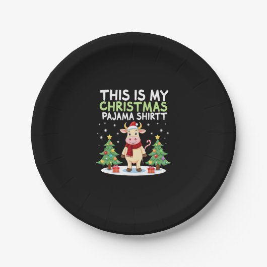 Santa Cow Xmas Tree Lights This Is My Christmas Pa Pappteller (Vorderseite)