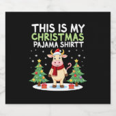 Santa Cow Xmas Tree Lights This Is My Christmas Pa Schaumweinetikett (Einzelnes Label)