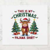 Santa Cow Xmas Tree Lights This Is My Christmas Pa Schaumweinetikett (Einzelnes Label)
