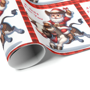 Santa Cowboy Bull Rider Western Rodeo Weihnachten Geschenkpapier