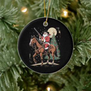 Santa Cowboy Vintage Weihnachtsbaum Cowboy Liebhab Keramik Ornament