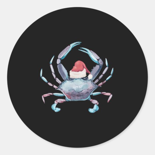 Santa Crab Clause Coastal Beach Weihnachten Juli C Runder Aufkleber (Vorderseite)