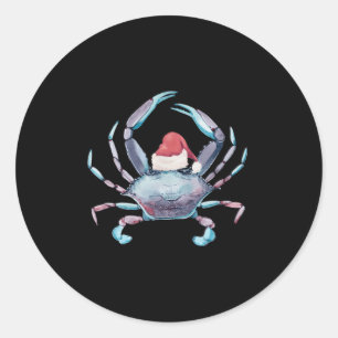 Santa Crab Clause Küstenstrand Weihnachten Juli Kl Runder Aufkleber