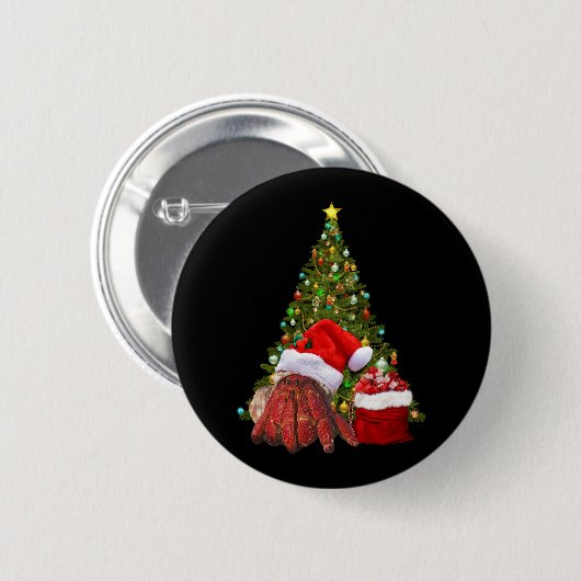 Santa Crab Funny Christmas Hermit Crab Lover Button (Vorne & Hinten)